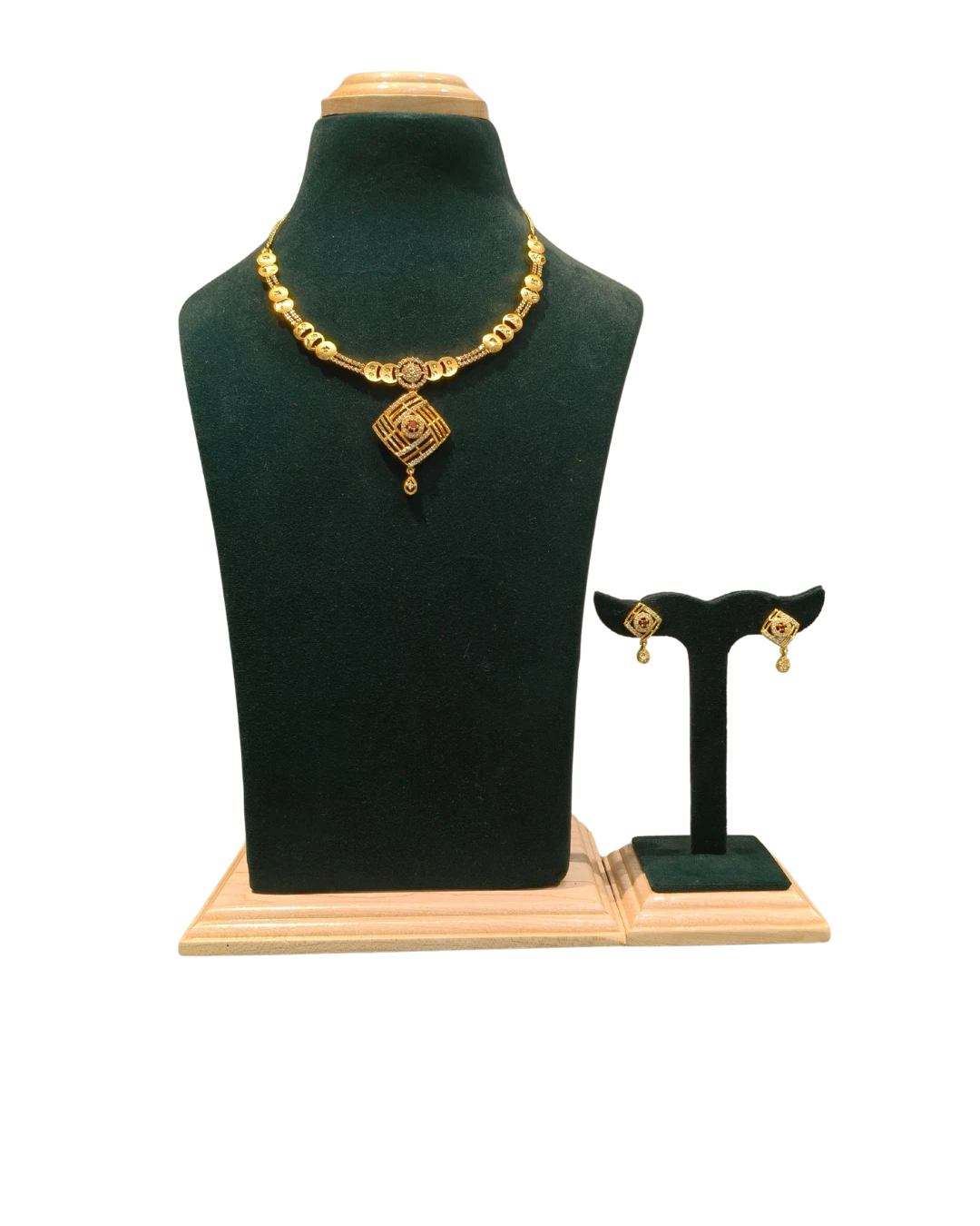 Elegant Gold Plated Necklace & Earrings Set