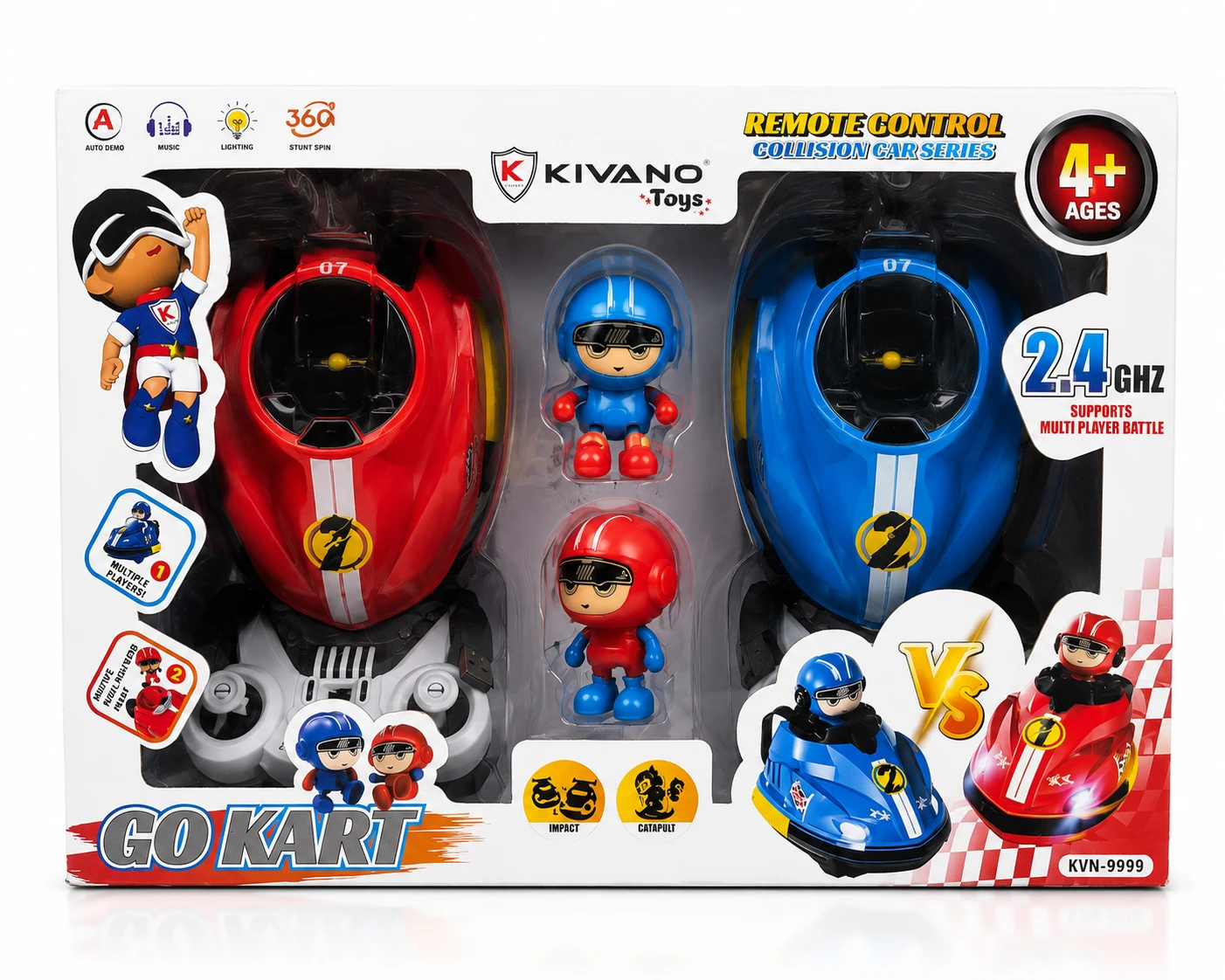 Kivano Toys Remote Control Collision Go Kart Racing Battle Set – 2.4GHz RC Bumpe